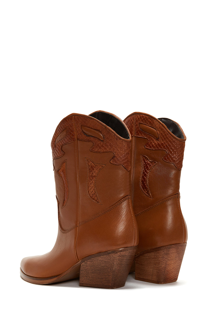 Women's Tan Leather Cowboy Heeled Boots