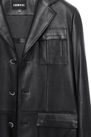 Kevin Erkek Siyah Blazer Deri Ceket | Derimod