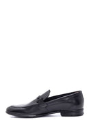 Men's Black Leather Perforated Loafer | Derimod