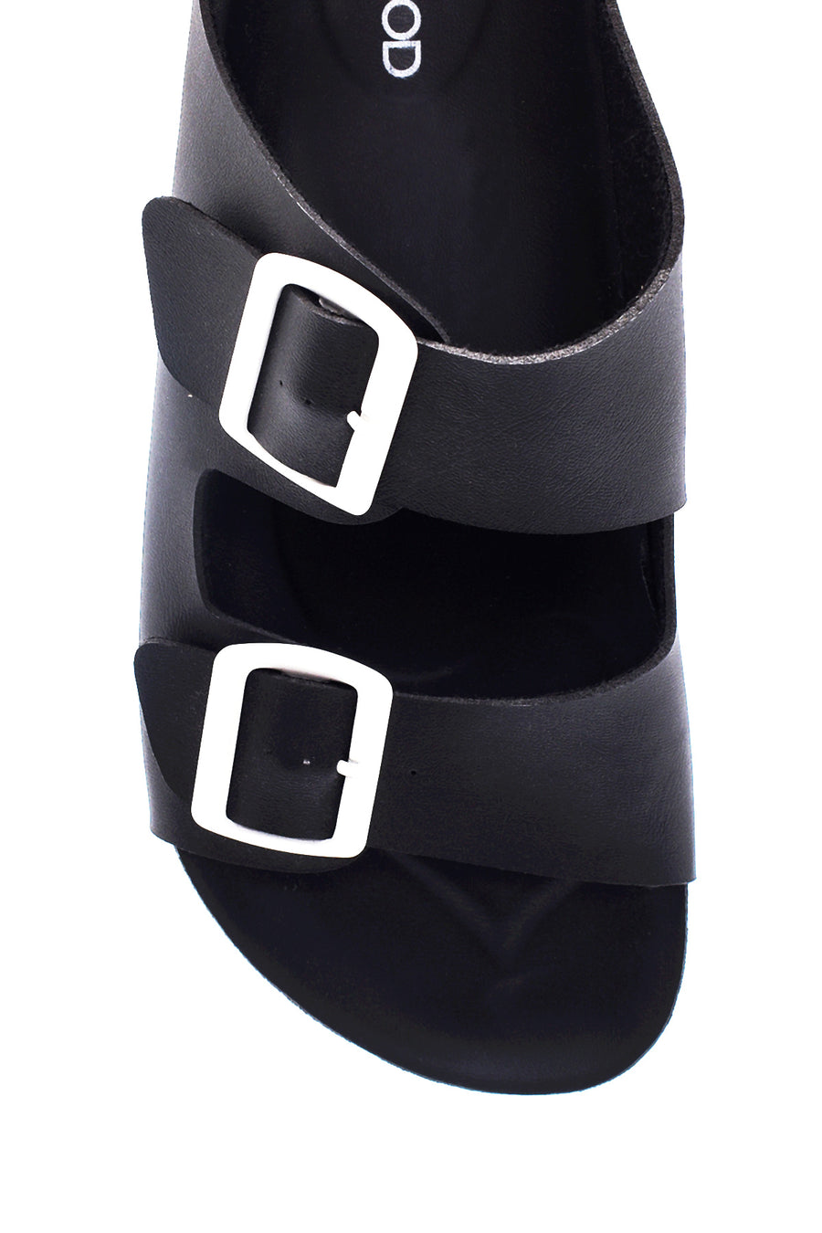 Women's Black Double Buckle Slippers