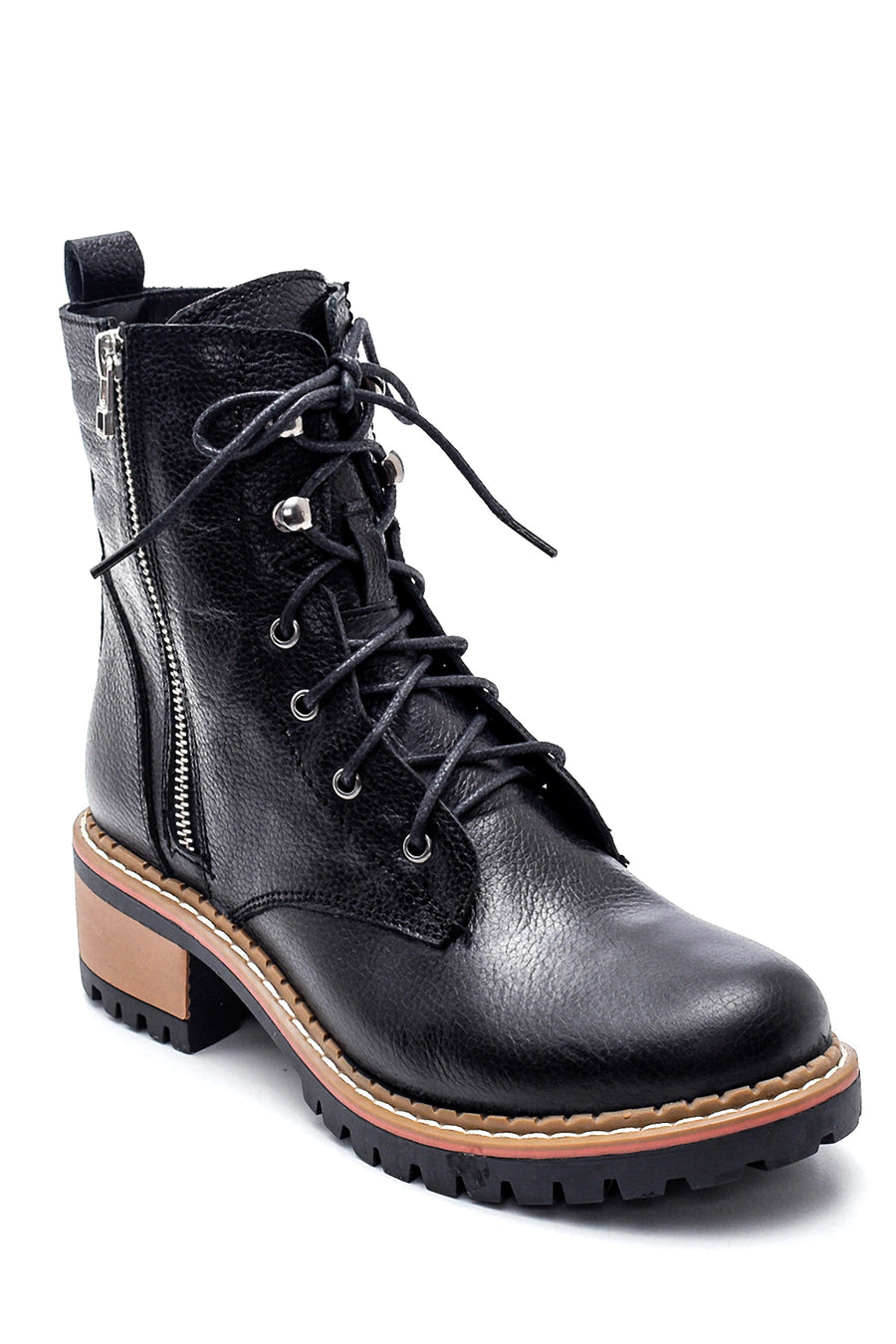 Women's Leather Zippered Boots