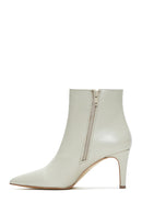 Women's Thin Heeled Zippered Leather Boots | Derimod