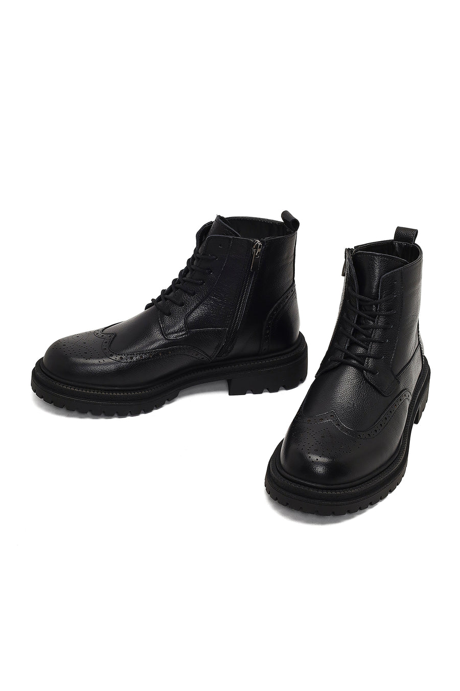 Men's Black Zippered Leather Boots