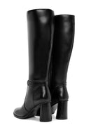 Women's Black Zippered Chunky High Heel Boots | Derimod