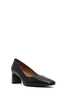 Women's Black Thick Low Heel Leather Stiletto | Derimod