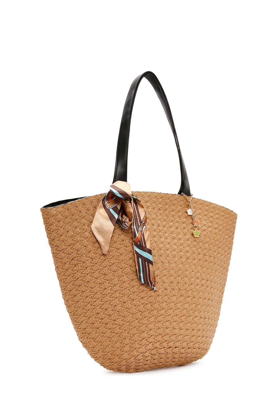 Women's Beige Straw Shoulder Bag