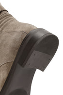Women's Mink Zipper Suede Leather Combat Boots | Derimod