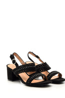 Women's Knitted Detailed Nubuck Heeled Shoes | Derimod