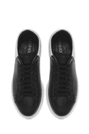 Men's Black Lace-up Thick-Sole Leather Sneaker | Derimod
