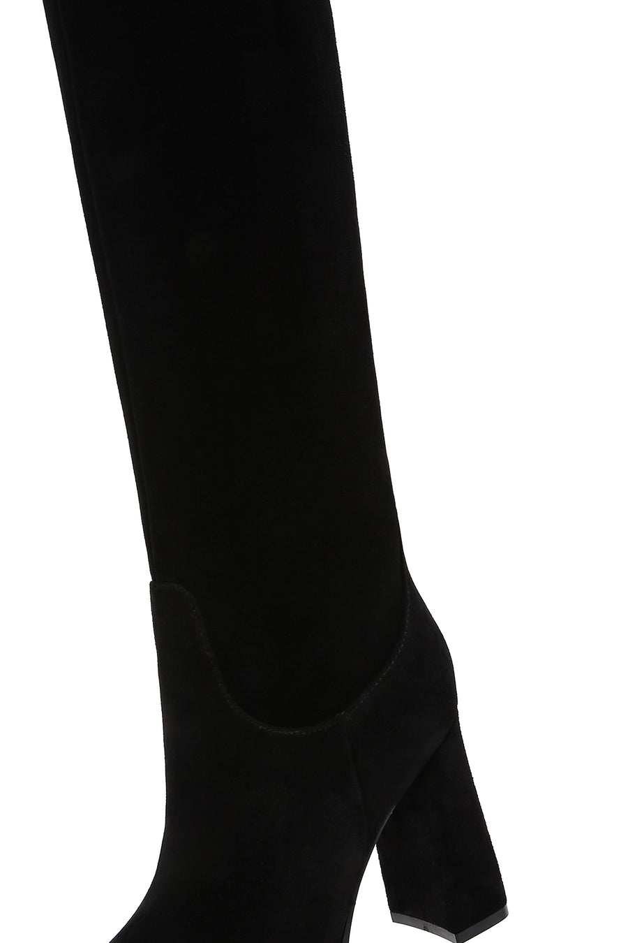 Women's Black Suede Leather Heeled Boots