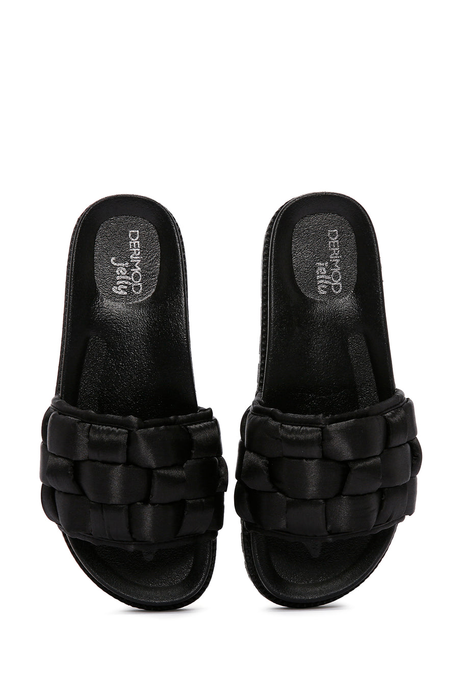 Women's Black Knitted Detailed Jelly Slippers