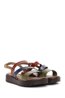 Women's Multicolored Thick-Soled Leather Bodrum Sandals | Derimod