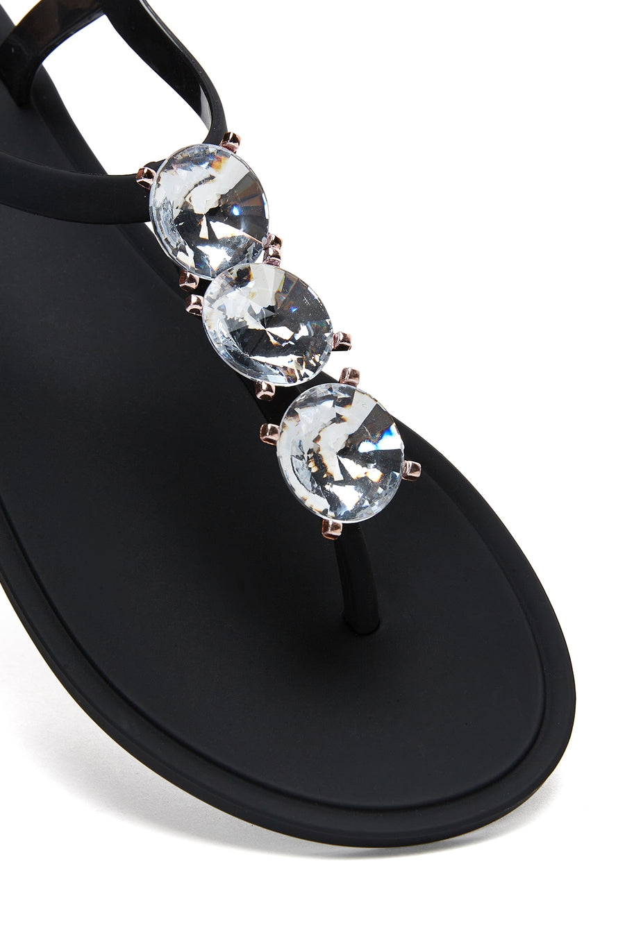 Women's Black Stone Flip Flops Sandals
