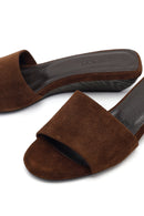 Women's Brown Thick-Soled Suede Leather Slippers | Derimod