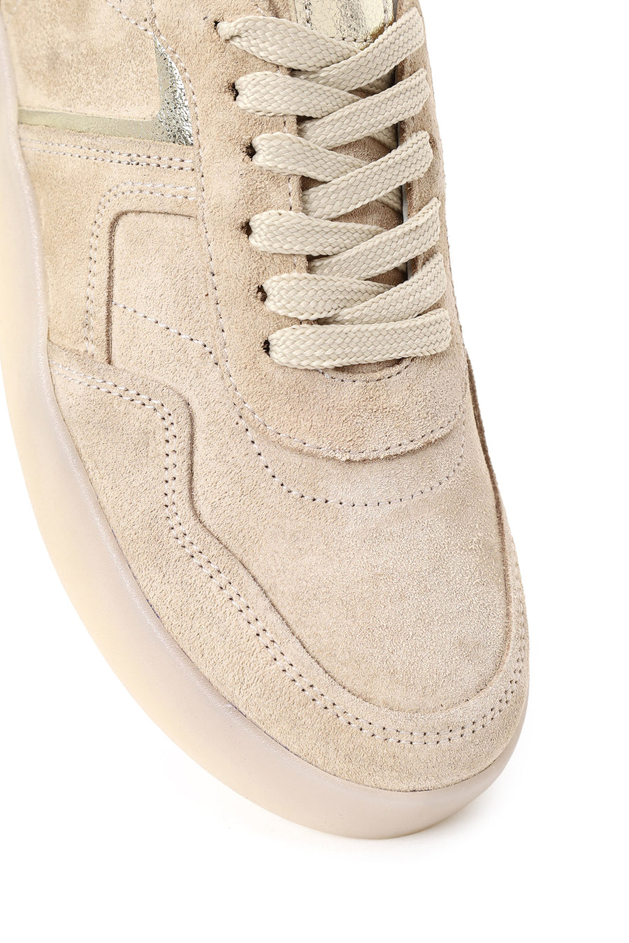 Kadın Bej Bağcıklı Süet Deri Sneaker