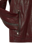 Hamilton Male Burgundy Crest Sports Leather Jacket | Derimod