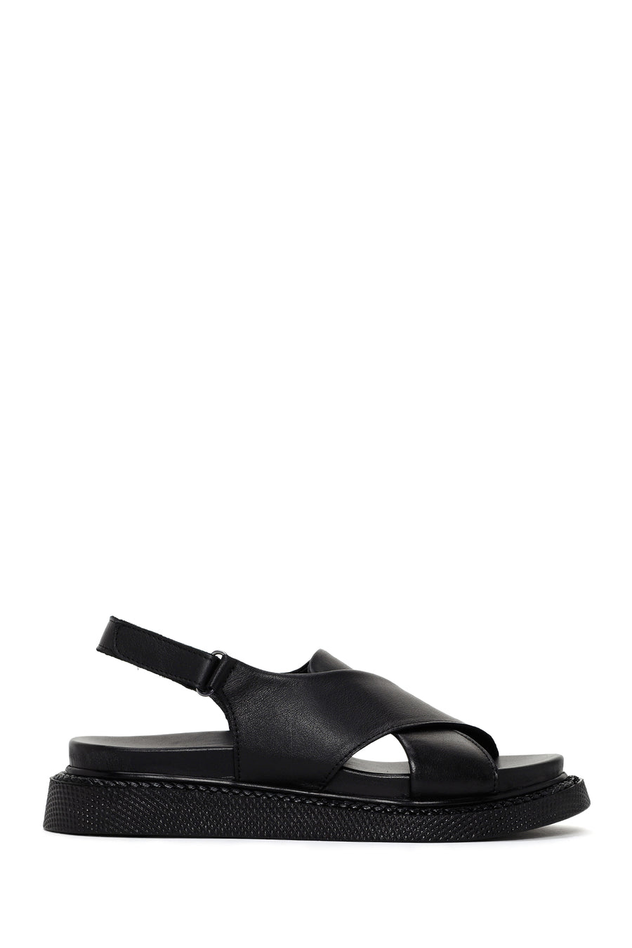 Women's Black Strappy Leather Comfort Sandals 25SFD300118 | Derimod