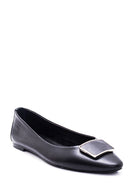 Women's Black Leather Ballerina Ballet Shoes | Derimod