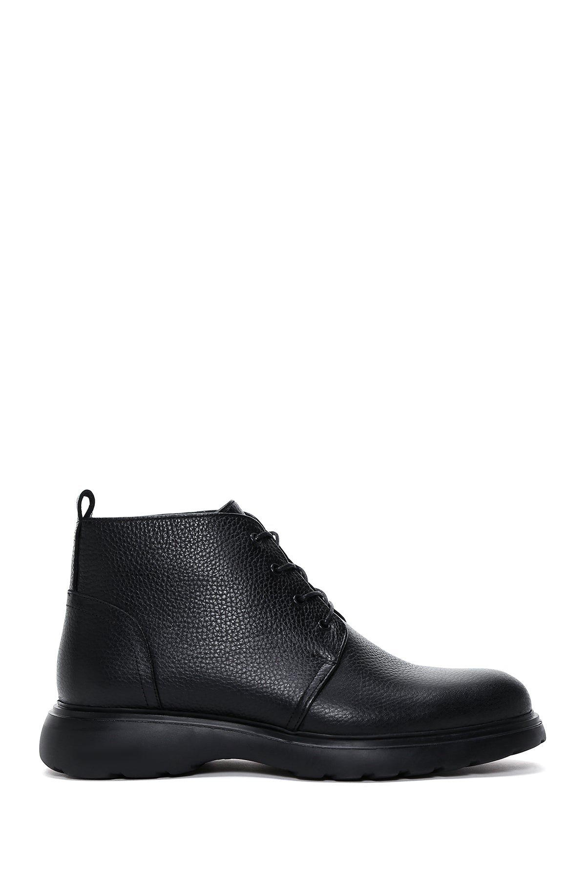 Men's Black Leather Flat Boots 22WFD6215FT | Derimod