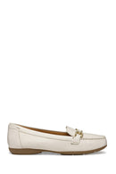 Geox Women Beige Annytah Moc Buckle Leather Loafer | Derimod