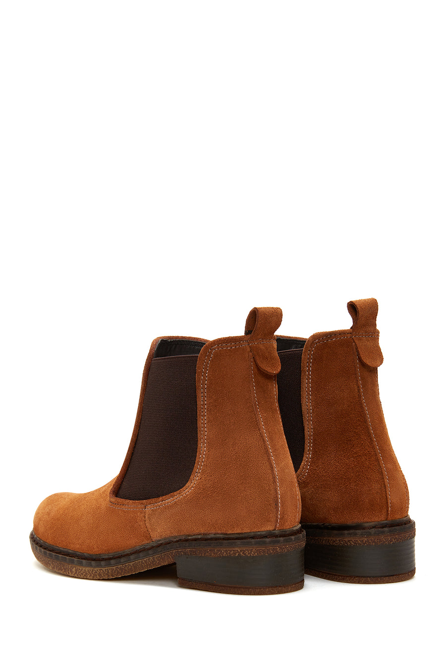 Women's Tan Suede Leather Chelsea Boots