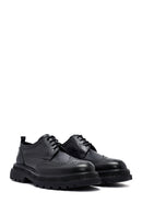 Male Black Lace-Up Thick-Soled Leather Casual Shoes | Derimod