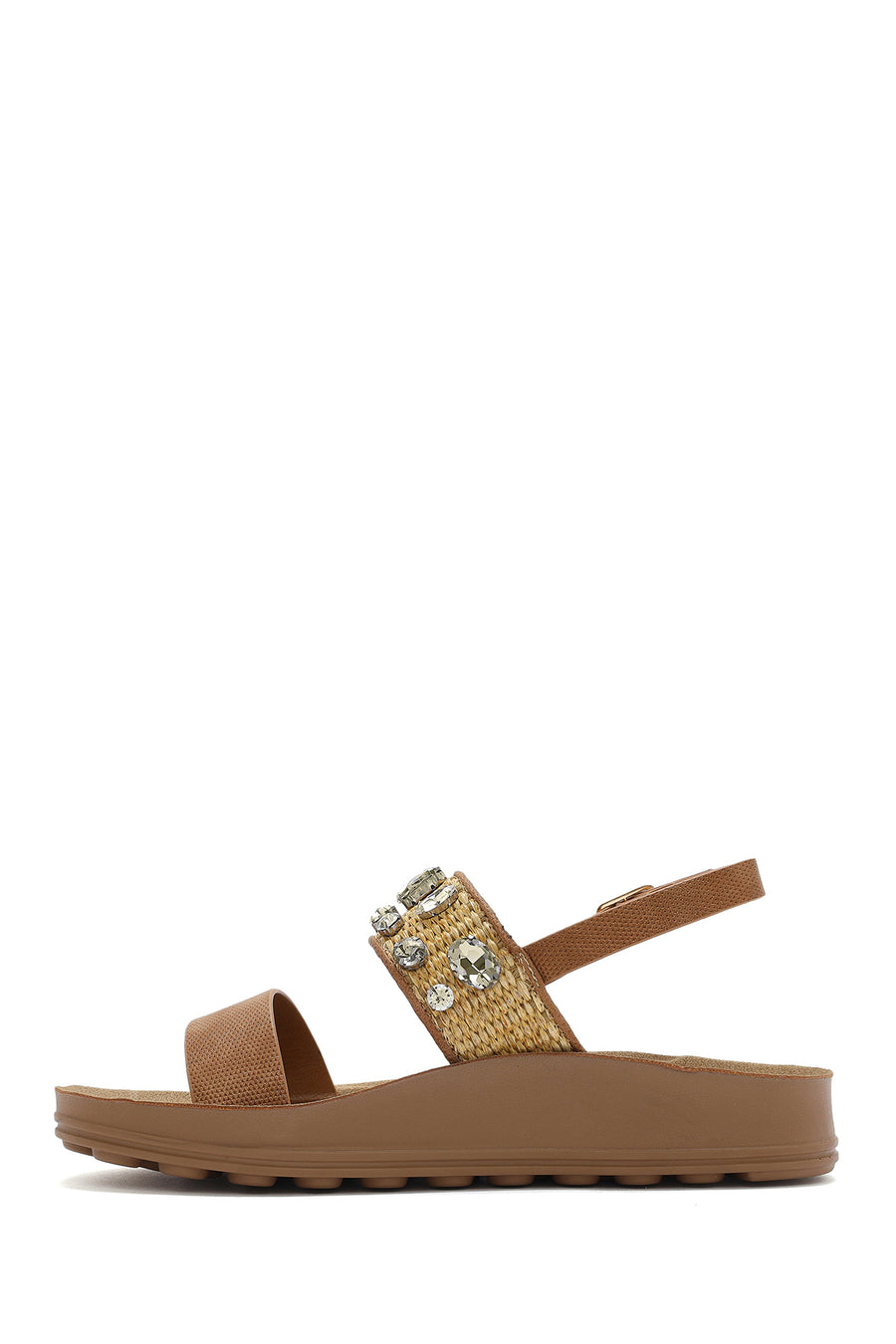 Women's Brown Thick Soled Stoned Sandals