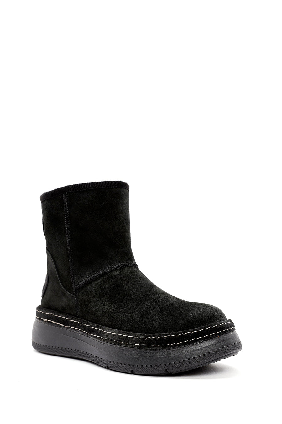 Women's Black Suede Leather Teddy Boots