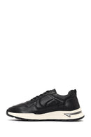 Men's Black Lace-Up Thick-Soled Leather Sneaker | Derimod