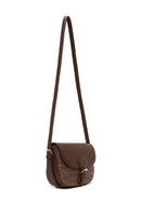 Woman Brown Long-Strap Wicker Crossbody Bag | Derimod