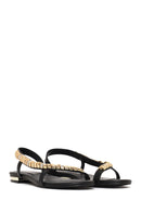 Woman Black Stone-Embellished Sandal | Derimod