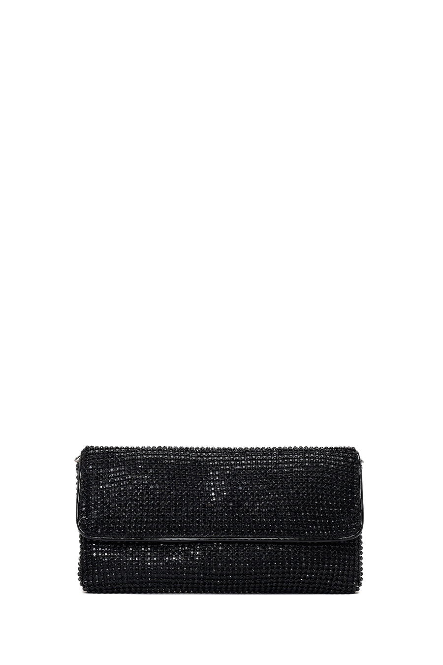 Woman Black Chain-Strap Embellished Evening Mini Clutch Bag