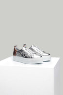 Yıldız Detaylı Gümüş Kadın Deri Sneaker | Derimod