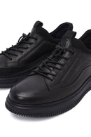 Erkek Siyah Bağcıklı Deri Sneaker | Derimod