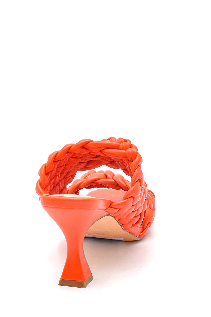 Women's Orange Braided Heeled Slippers