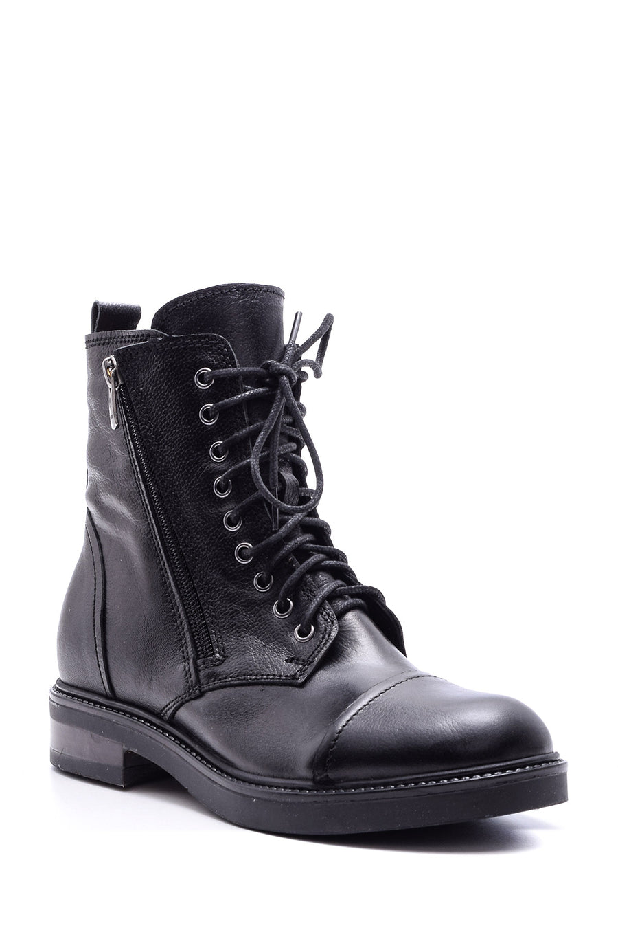 Women's Zipper Detailed Leather Boots