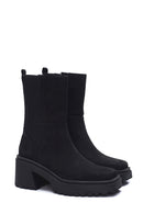 Women's Leather Nubuck Heeled Boots | Derimod