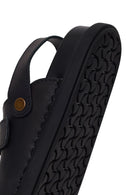 Male Black Double-Buckle Nubuck Leather Sandal | Derimod