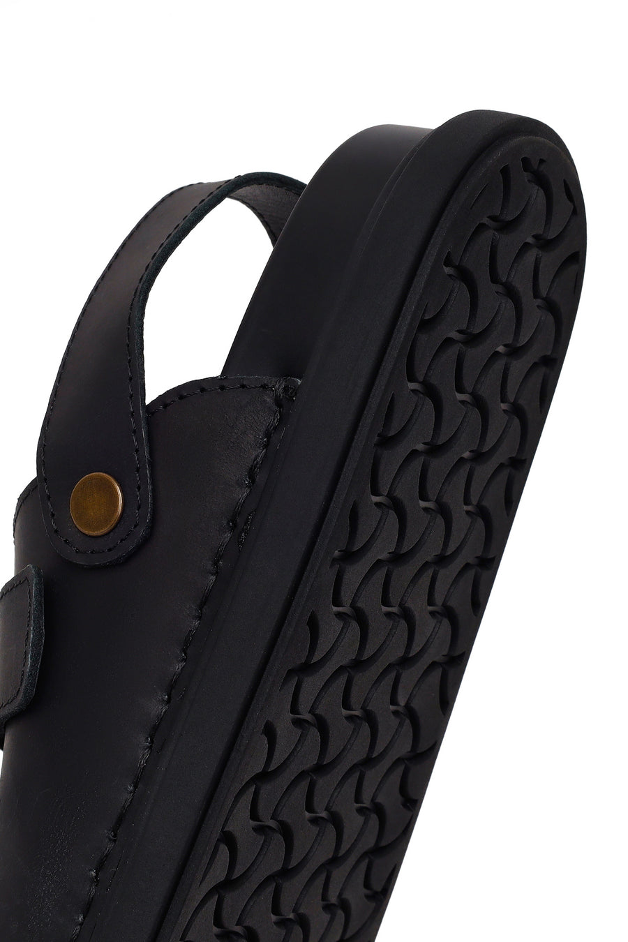 Male Black Double-Buckle Nubuck Leather Sandal