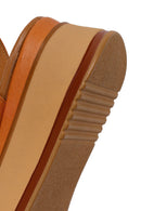 Women's Tan Ankle Strap Thick Soled Leather Sandals | Derimod