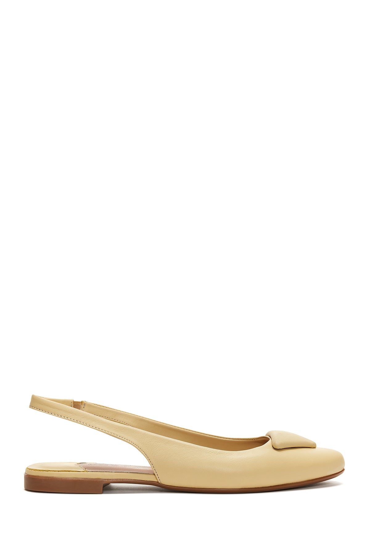 Women's Beige Leather Open-Back Ballerinas 22SFD272018 | Derimod