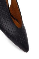 Woman Black Backless Low-Heeled Leather Shoes | Derimod