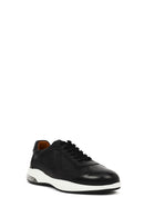 Erkek Siyah Bağcıklı Deri Casual Sneaker | Derimod
