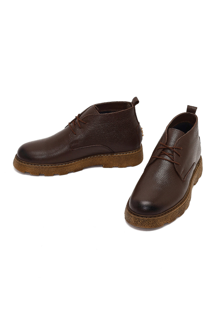 Men's Brown Lace-Up Leather Casual Boot