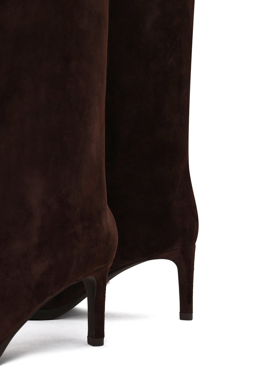 Woman Brown Thin-Heeled Suede Boots
