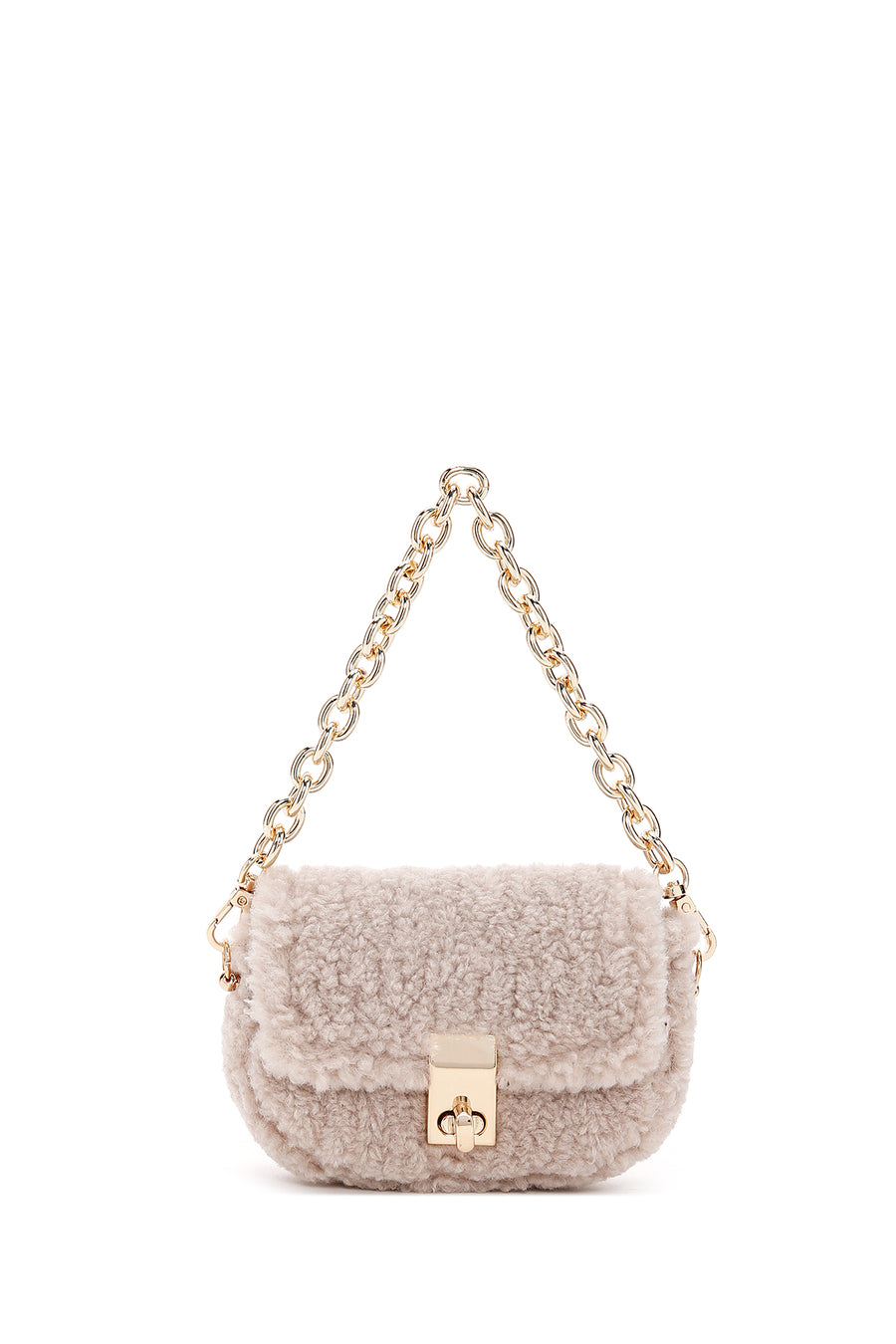 Women's Gray Plush Mini Crossbody Bag