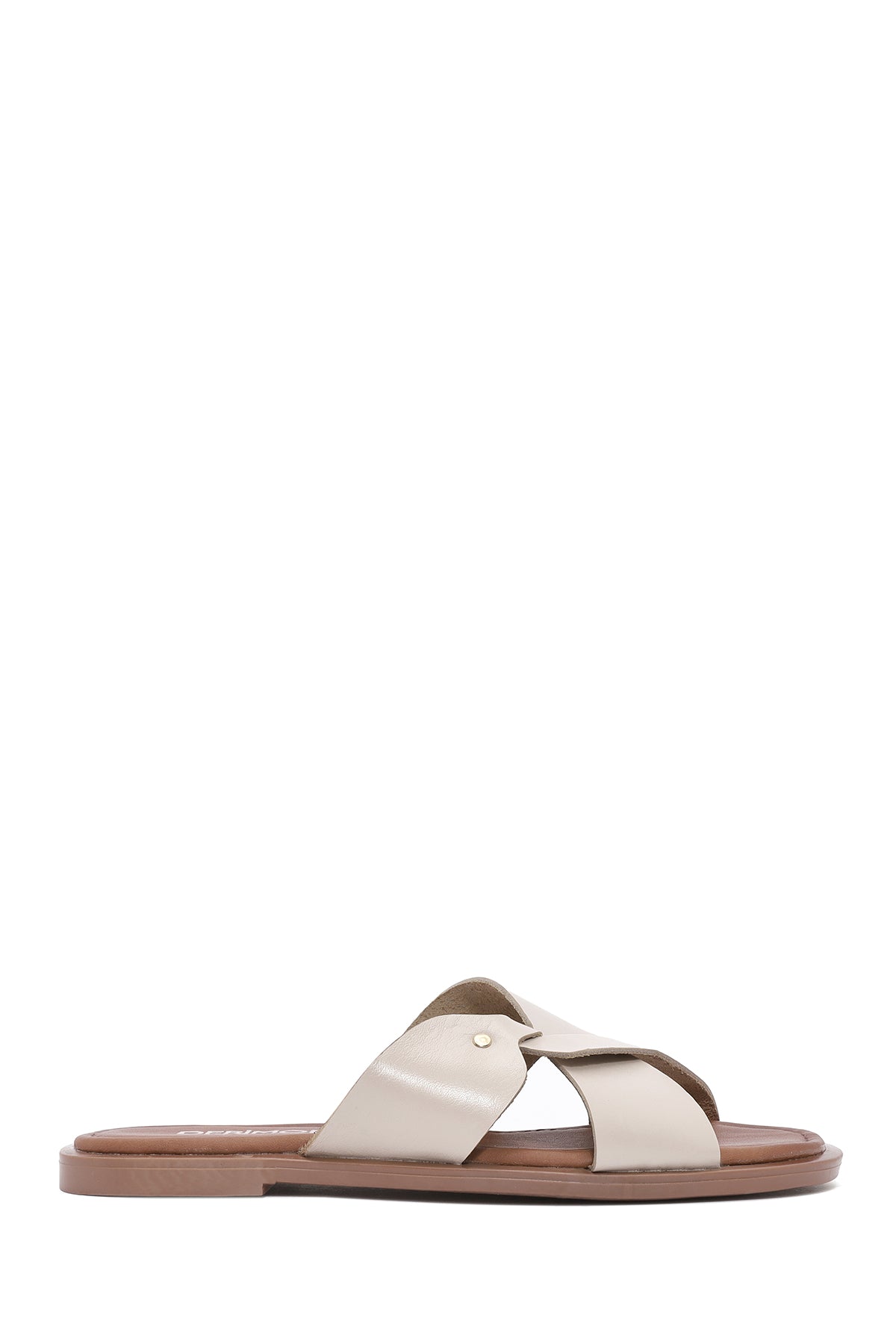 Women's Cream Leather Slippers 25SFD332918 | Derimod