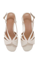 Women's Cream Ankle Buckle Thick Heel Sandals | Derimod