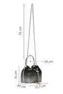 Women's Black Long Chain Strap Stone Mini Evening Handbag | Derimod