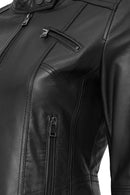 Kylie Women's Black Short Leather Jacket | Derimod